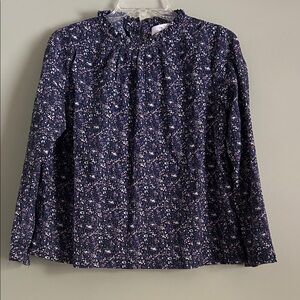 Trovata Navy Floral Long Sleeve Blouse Size XS